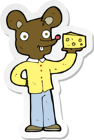 sticker of a cartoon mouse holding cheese png