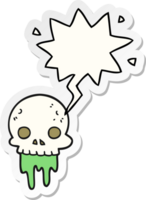 cartoon spooky halloween skull with speech bubble sticker png