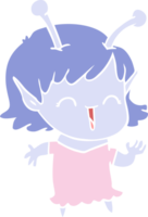 flat color style cartoon alien girl laughing png