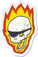 pegatina de un cráneo pirata en llamas de dibujos animados png