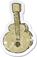retro nödställda klistermärke av en tecknad gitarr png