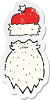 retro bedrövad klistermärke av en tecknad serie santa hatt och skägg png
