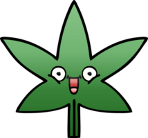 pente ombragé dessin animé de une marijuana feuille png