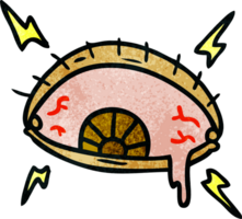 hand drawn textured cartoon doodle of an enraged eye png