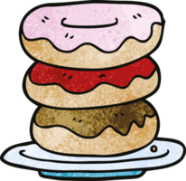 cartoon doodle plate of donuts png