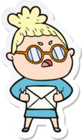 sticker of a cartoon annoyed woman png