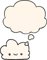 mignonne dessin animé nuage avec pensée bulle dans bande dessinée livre style png