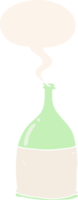 cartoon bottle with speech bubble in retro style png