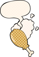 cartoon chicken leg with speech bubble in comic book style png