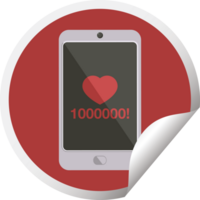 mobile phone showing 1000000 likes graphic   illustration circular sticker png