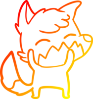 warm gradient line drawing of a cartoon fox png