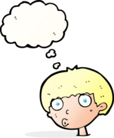 cartoon surprised boy with thought bubble png