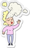 sticker of a cartoon woman letting off steam png