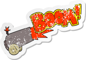 retro distressed sticker of a cartoon cannon firing png