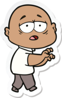 sticker of a cartoon tired bald man png