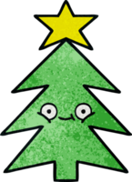 rétro grunge texture dessin animé de une Noël arbre png