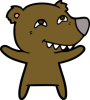 urso de desenho animado mostrando os dentes png