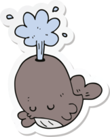 sticker van een cartoon spuwende walvis png