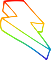 rainbow gradient line drawing of a cartoon thunder bolt png