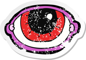 pegatina retro angustiada de un ojo mirando dibujos animados png