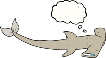 hand drawn thought bubble cartoon hammerhead shark png