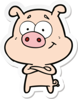 sticker of a happy cartoon pig png