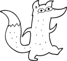 hand drawn black and white cartoon cute wolf png