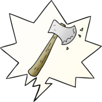 cartoon axe with speech bubble in smooth gradient style png