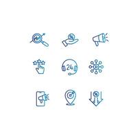 marketing digital line icon set vector