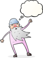 hand drawn thought bubble cartoon old man in thermal underwear png