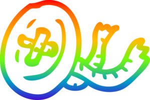 rainbow gradient line drawing of a cartoon old button png