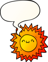 desenho animado Sol com discurso bolha dentro suave gradiente estilo png