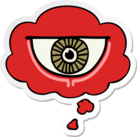 cartoon eye symbol with thought bubble as a printed sticker png