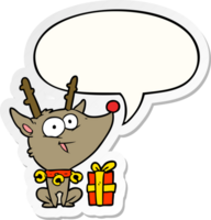 tekenfilm Kerstmis rendier met toespraak bubbel sticker png