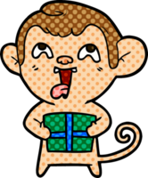 crazy cartoon monkey with christmas present png