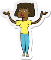 klistermärke av en tecknad kvinna som håller upp händerna png