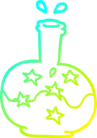 cold gradient line drawing of a cartoon magic potion png