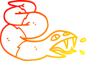 warm gradient line drawing of a cartoon hissing snake png