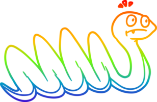 rainbow gradient line drawing of a cartoon snake png