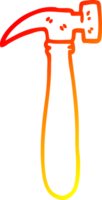 warm gradient line drawing of a cartoon hammer png