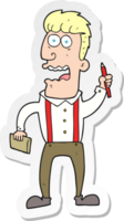 sticker of a cartoon stressed reporter png