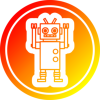 Tanzen Roboter kreisförmig Symbol mit warm Gradient Fertig png