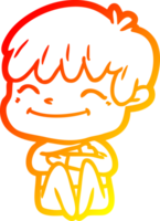 warm helling lijn tekening van een tekenfilm gelukkig jongen png