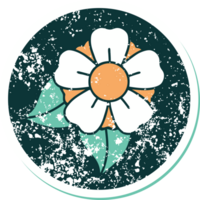 iconic distressed sticker tattoo style image of a flower png