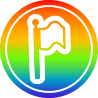 waving flag circular icon with rainbow gradient finish png