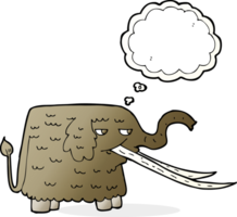 Cartoon Wollmammut mit Gedankenblase png