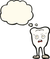 cartoon yellowing  tooth with thought bubble png