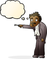 cartoon man trembling with key unlocking with thought bubble png