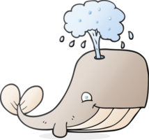 hand drawn cartoon whale spouting water png