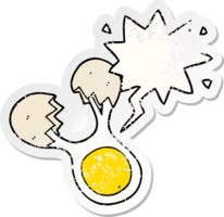 cartoon cracked egg with speech bubble distressed distressed old sticker png